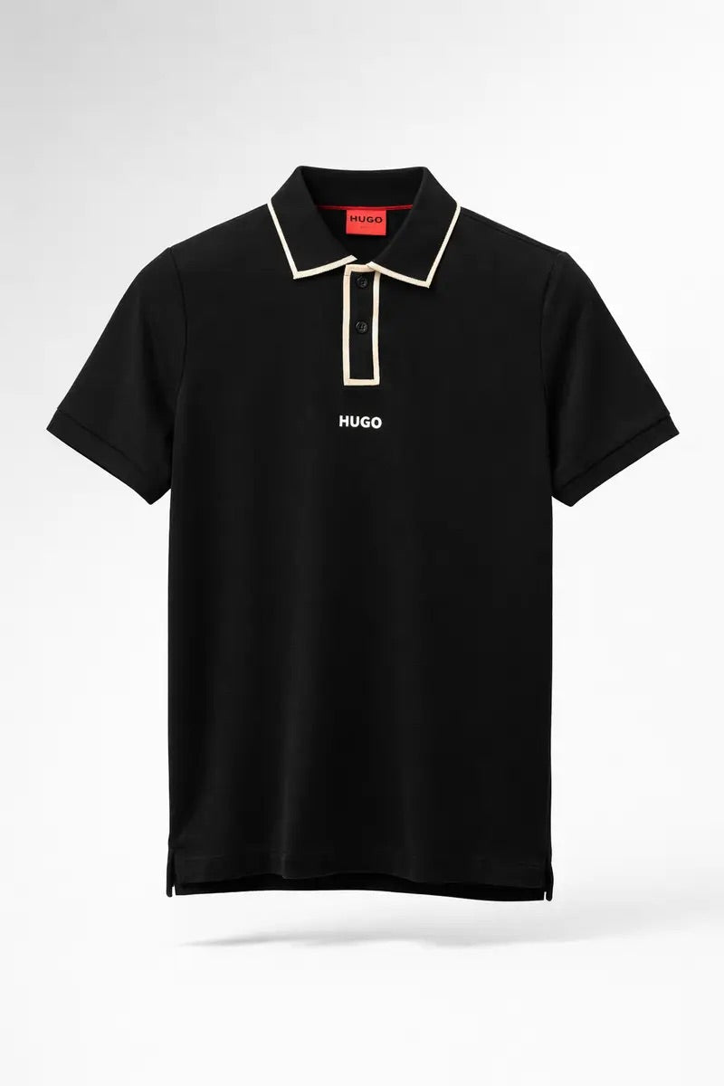 HB Piping Placket Polo Black