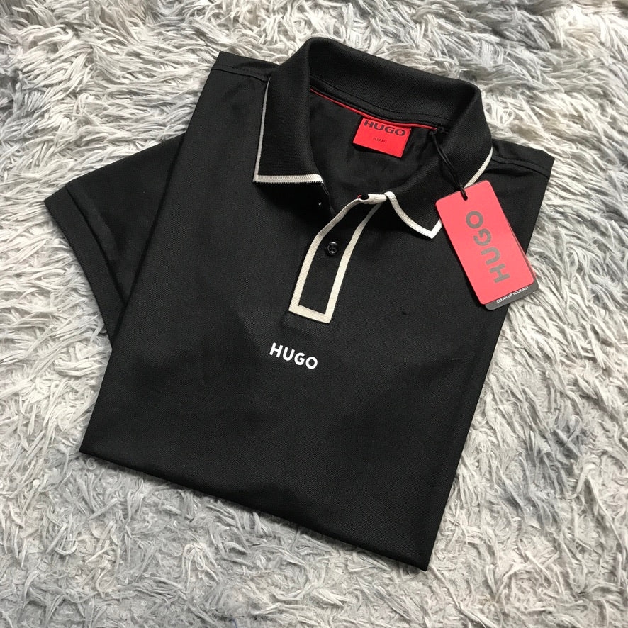 HB Piping Placket Polo Black