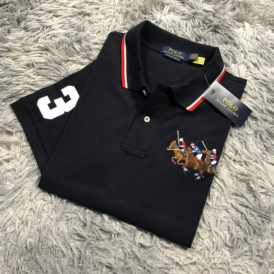 Embroidered Polo Shirt With Horse Motif