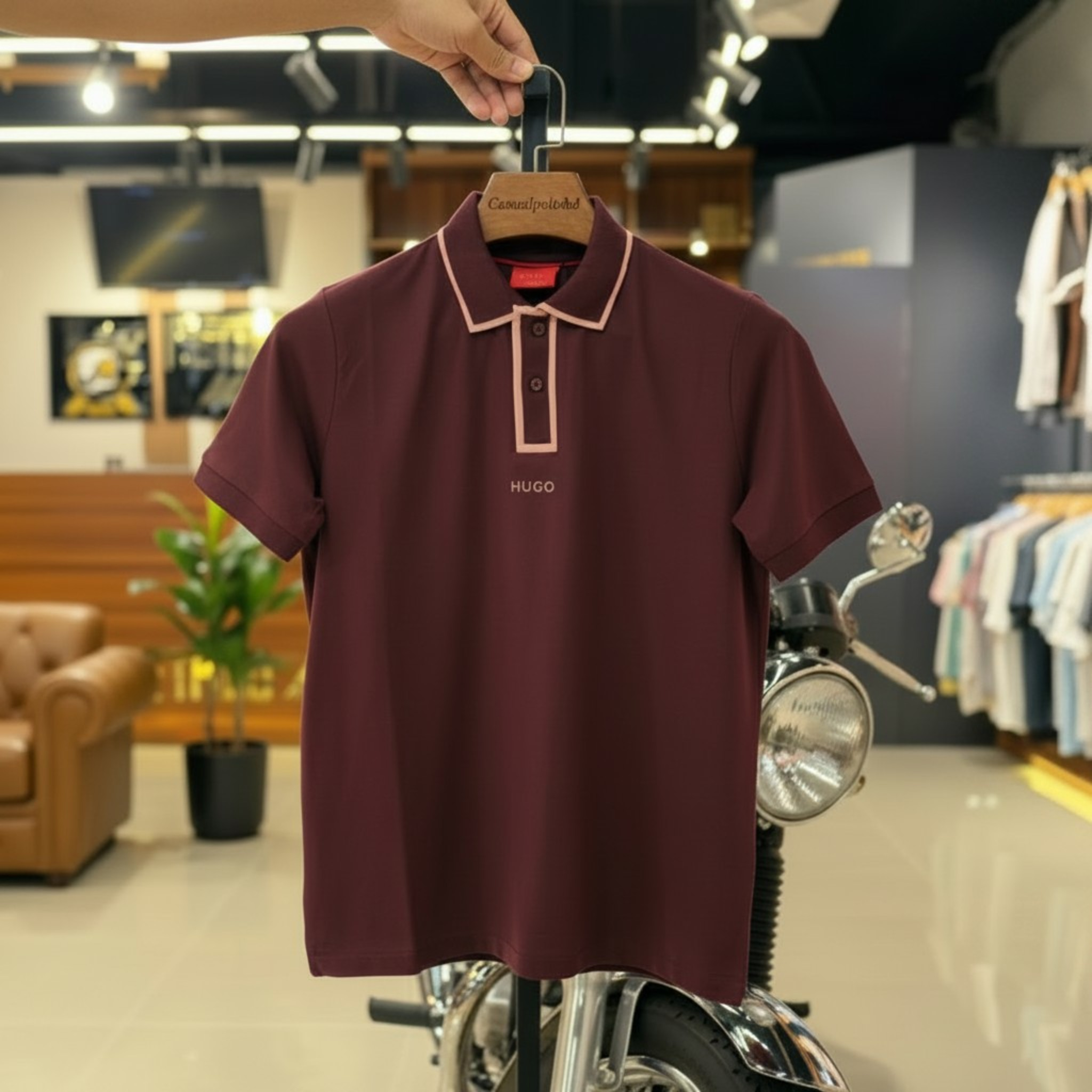 HB Piping Placket Polo Maroon