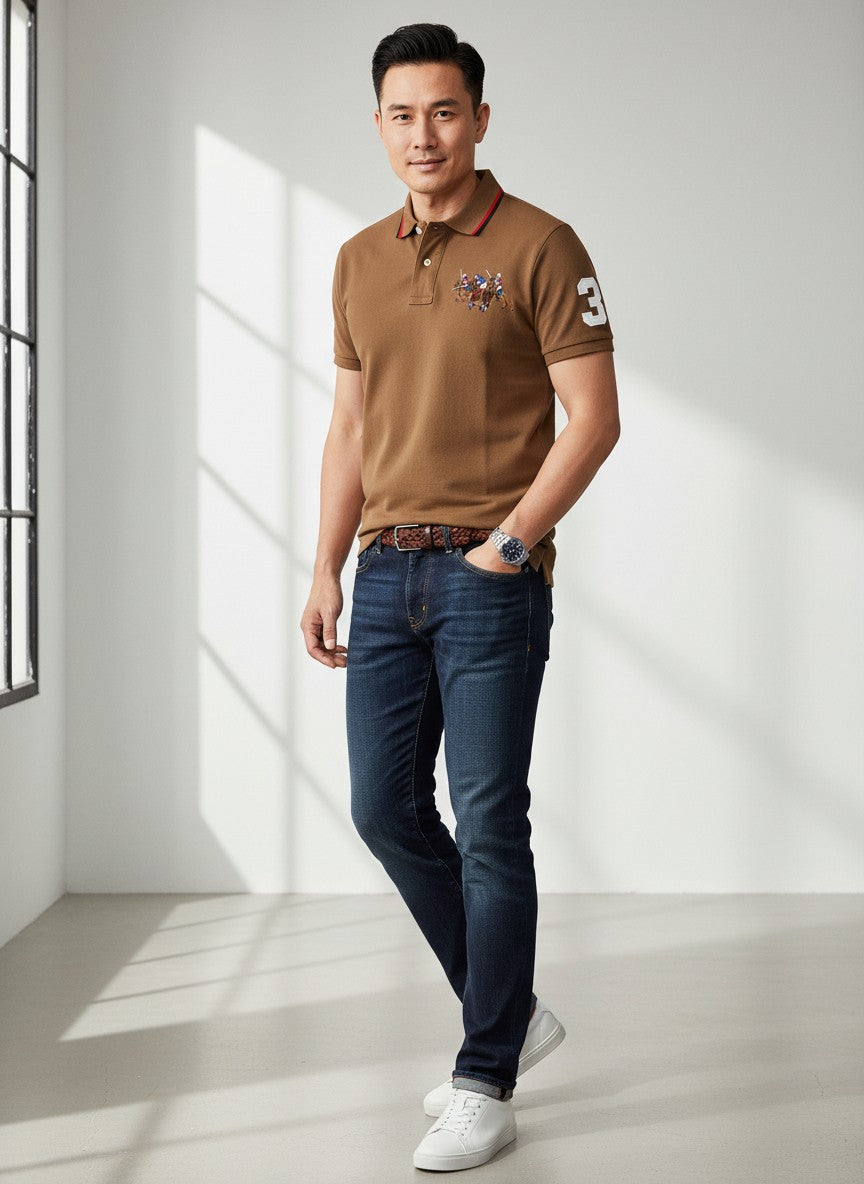 Embroidered Polo Shirt With Horse Motif