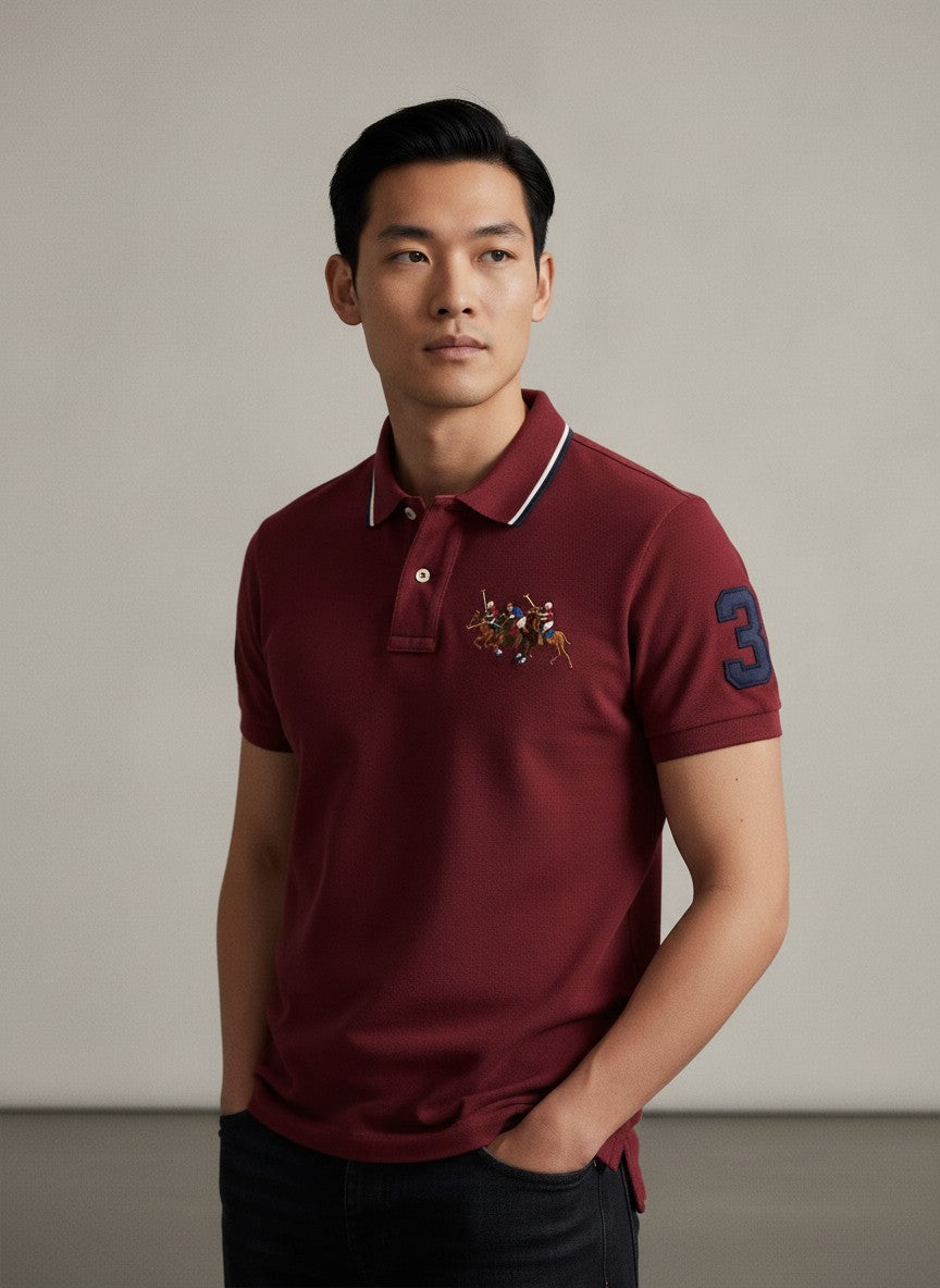 Embroidered Polo Shirt With Horse Motif