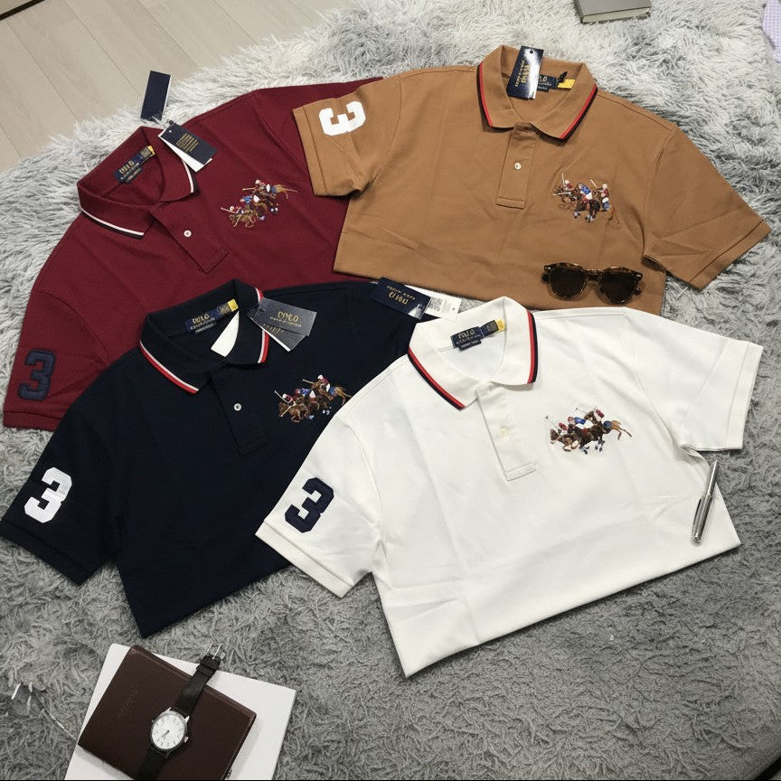 Embroidered Polo Shirt With Horse Motif