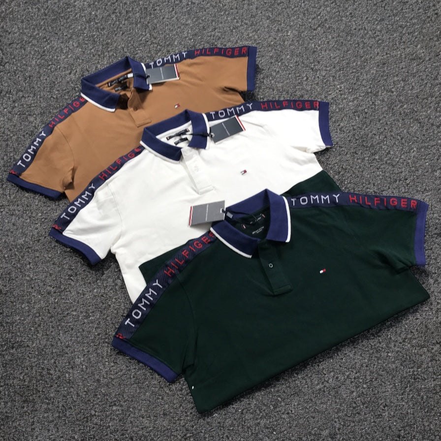 Tommy Jacquard Shoulder Tape Polo